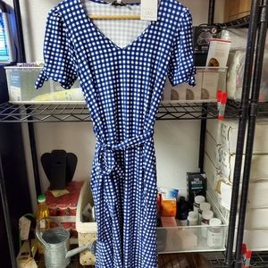 GINGHAM BLU AND WHITE DRESS